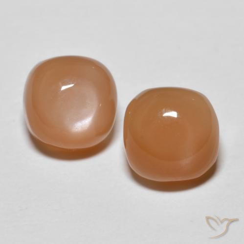 2.25ctw Natural Laranja Melão Pedra da Lua, Almofada, Translúcido