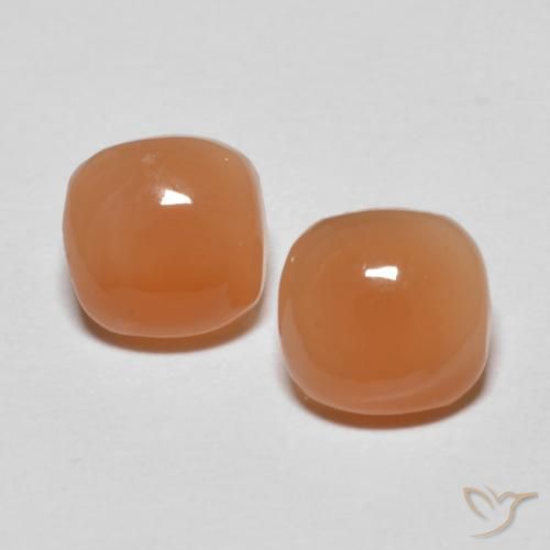 1.58ctw Natural Laranja claro Pedra da Lua, Almofada, Translúcido