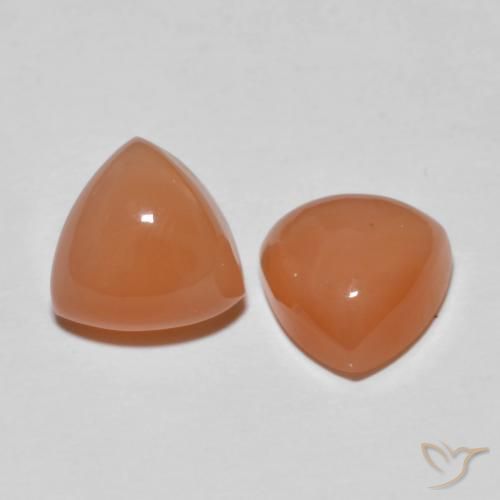 Pedras preciosas de Pedra da Lua Laranja Avermelhado Claro natural de 4.02 ct, Trilhão, Translúcido