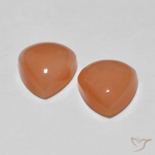 Pedras preciosas de Pedra da Lua Laranja Avermelhado Claro natural de 4.02 ct, Trilhão, Translúcido