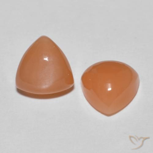 Pedras preciosas de Pedra da Lua Laranja claro natural de 3.74 ct, Trilhão, Translúcido