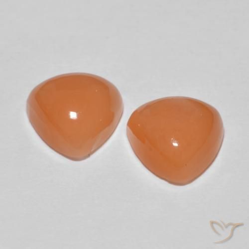 Pedras preciosas de Pedra da Lua Laranja Avermelhado Claro natural de 3.69 ct, Trilhão, Translúcido