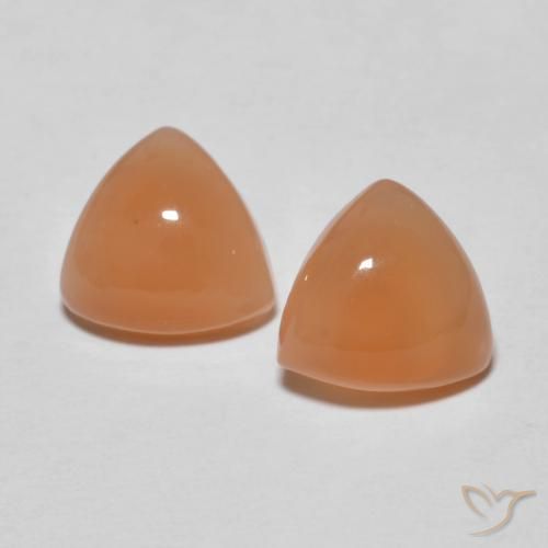 3.12ctw Natural Laranja claro Pedra da Lua, Trilhão, Translúcido