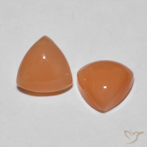 Pedras preciosas de Pedra da Lua Laranja Avermelhado Claro natural de 3.43 ct, Trilhão, Translúcido