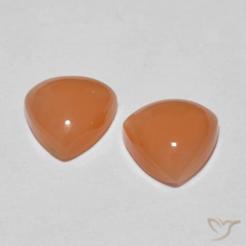 Pedras preciosas de Pedra da Lua Laranja Avermelhado Claro natural de 3.43 ct, Trilhão, Translúcido