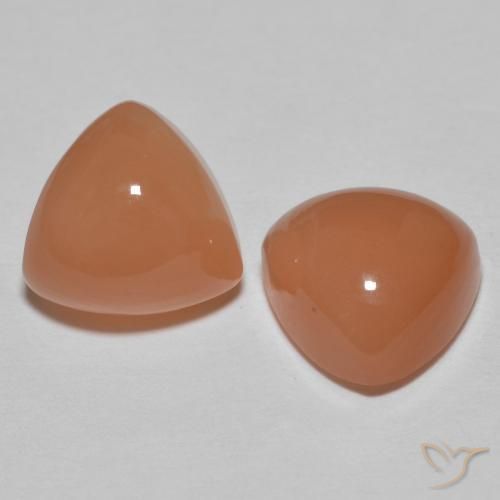 Pedras preciosas de Pedra da Lua Pêssego Profundo natural de 4.06 ct, Trilhão, Translúcido