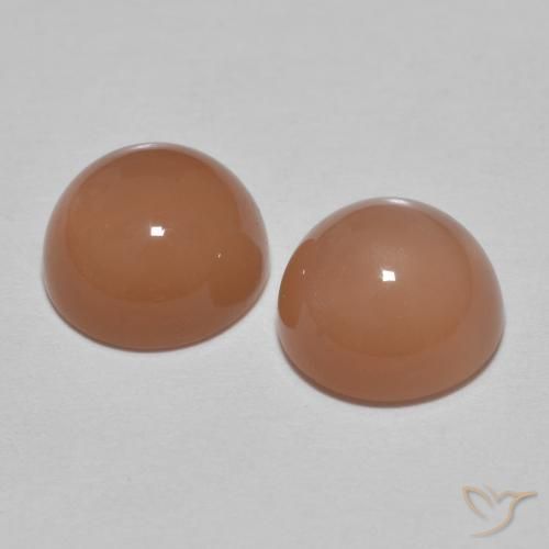 Pedras preciosas de Pedra da Lua Laranja Médio natural de 3.09 ct, Redondo, Translúcido