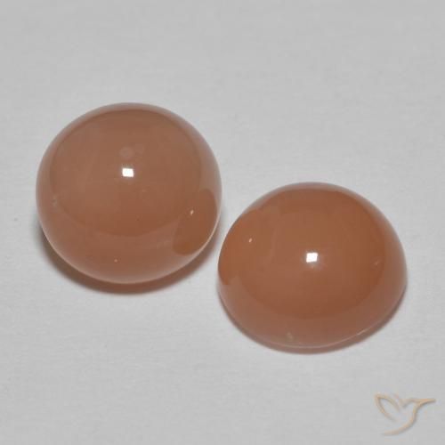 Pedras preciosas de Pedra da Lua pêssego acastanhado natural de 2.92 ct, Redondo, Translúcido