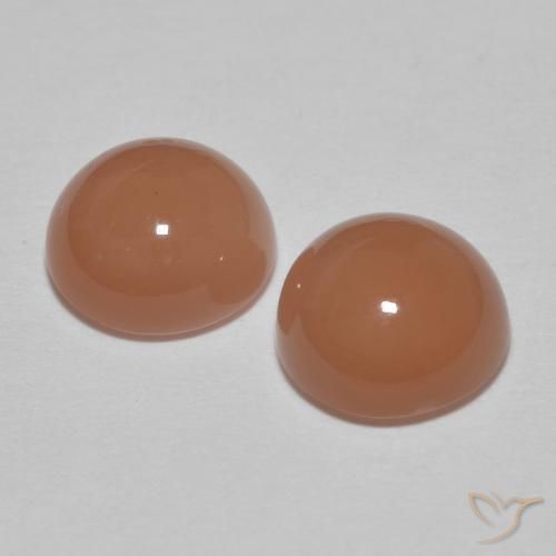 Pedras preciosas de Pedra da Lua pêssego acastanhado natural de 2.92 ct, Redondo, Translúcido