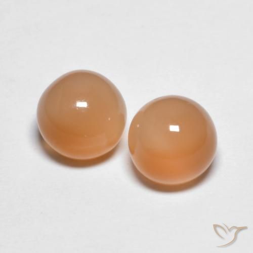 3.28ctw Natural Medium Light-Orange Pedra da Lua, Redondo, Transparente