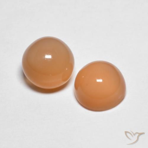 Pedras preciosas de Pedra da Lua Medium Light-Orange natural de 3.28 ct, Redondo, Transparente