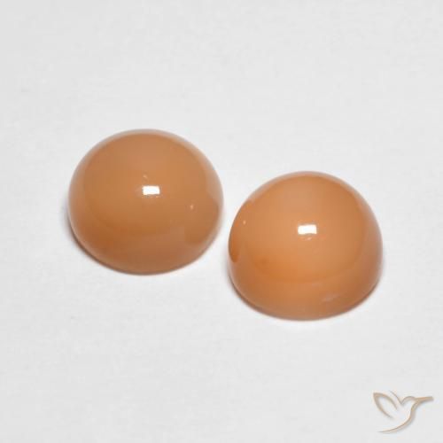 Pedras preciosas de Pedra da Lua Medium Light-Orange natural de 3.28 ct, Redondo, Transparente