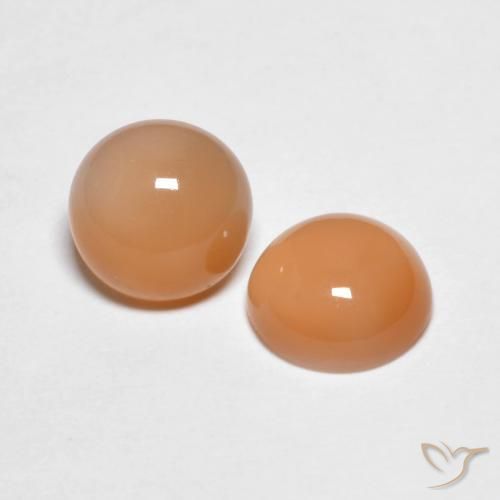 Pedras preciosas de Pedra da Lua Medium Light-Orange natural de 2.81 ct, Redondo, Transparente