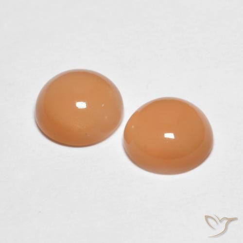 Pedras preciosas de Pedra da Lua Medium Light-Orange natural de 2.81 ct, Redondo, Transparente