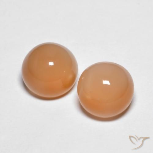 3.22ctw Natural Laranja Melão Pedra da Lua, Redondo, Transparente