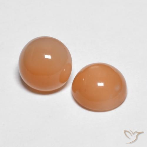 Pedras preciosas de Pedra da Lua Medium Light-Orange natural de 2.74 ct, Redondo, Transparente