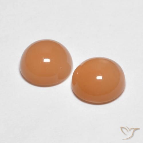 Pedras preciosas de Pedra da Lua Medium Light-Orange natural de 2.74 ct, Redondo, Transparente