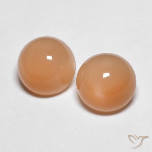 3.04ctw Natural Laranja Melão Pedra da Lua, Redondo, Transparente