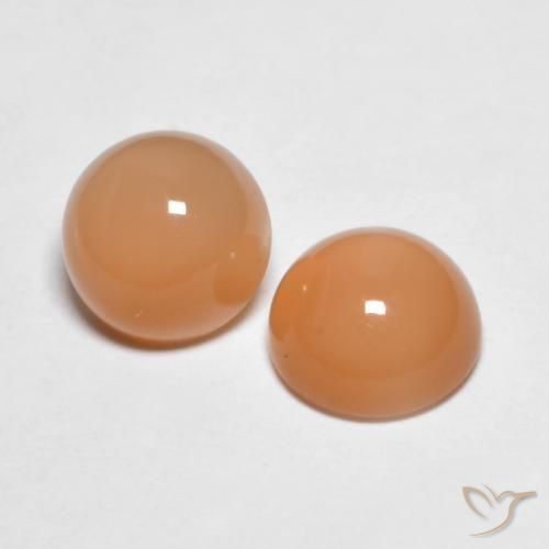 Pedras preciosas de Pedra da Lua Laranja Melão natural de 3.04 ct, Redondo, Transparente
