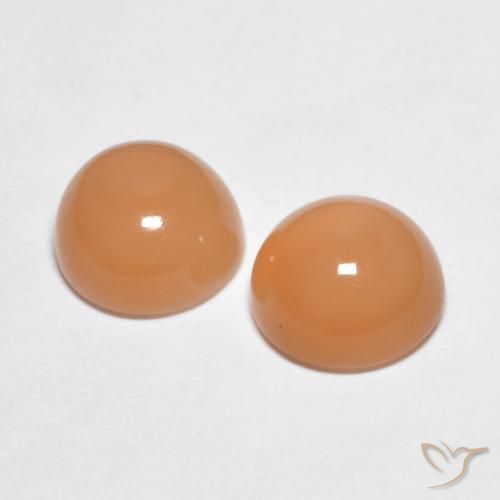 Pedras preciosas de Pedra da Lua Laranja Melão natural de 3.04 ct, Redondo, Transparente
