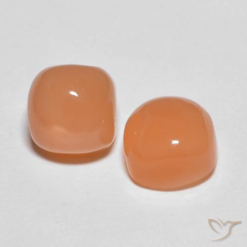 Pedras preciosas de Pedra da Lua Laranja Médio natural de 3.97 ct, Almofada, Transparente