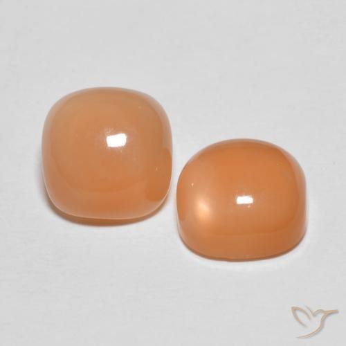 Pedras preciosas de Pedra da Lua pêssego laranja natural de 4.62 ct, Almofada, Translúcido