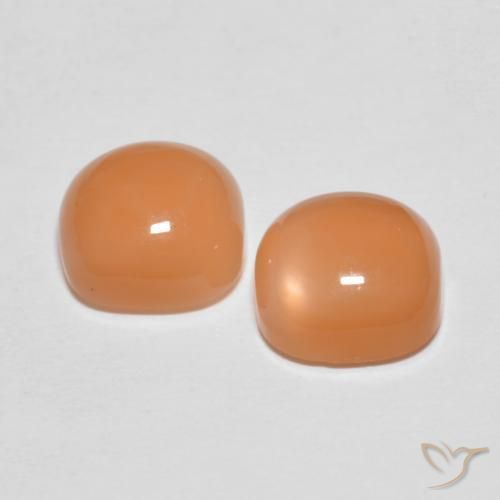 Pedras preciosas de Pedra da Lua pêssego laranja natural de 4.62 ct, Almofada, Translúcido
