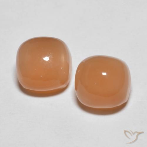 3.98ctw Natural Laranja Melão Pedra da Lua, Almofada, Translúcido