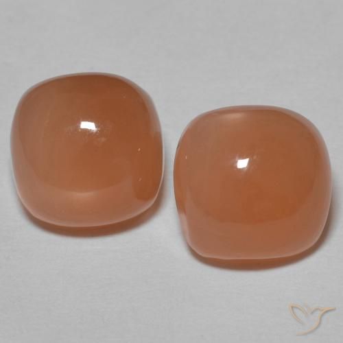 Pedras preciosas de Pedra da Lua pêssego acastanhado natural de 3.18 ct, Almofada, Translúcido