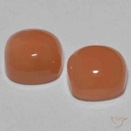 Pedras preciosas de Pedra da Lua pêssego acastanhado natural de 3.18 ct, Almofada, Translúcido