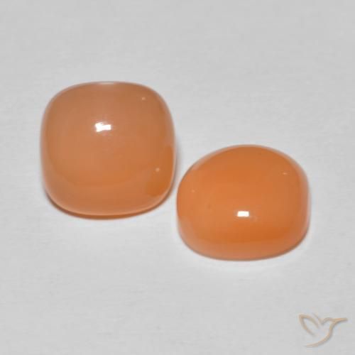 Pedras preciosas de Pedra da Lua Laranja Avermelhado Claro natural de 3.53 ct, Almofada, Translúcido