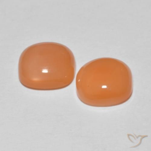 Pedras preciosas de Pedra da Lua Laranja Avermelhado Claro natural de 3.53 ct, Almofada, Translúcido