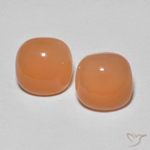 3.52ctw Natural Laranja Avermelhado Claro Pedra da Lua, Almofada, Translúcido