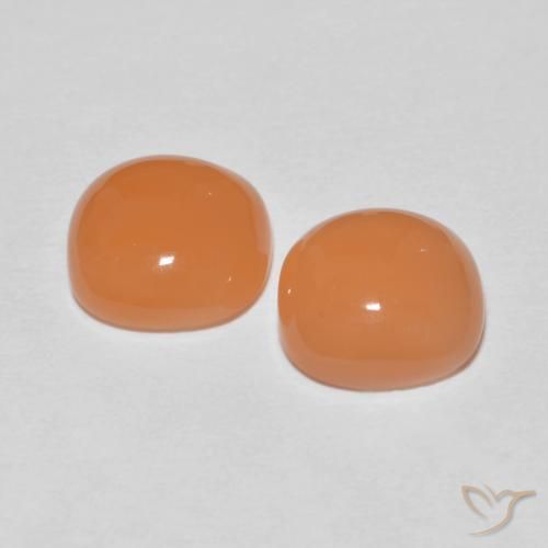 Pedras preciosas de Pedra da Lua Laranja Avermelhado Claro natural de 3.52 ct, Almofada, Translúcido