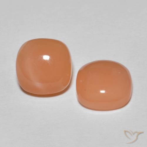 Pedras preciosas de Pedra da Lua pêssego laranja natural de 4.09 ct, Almofada, Translúcido