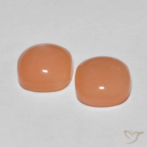 Pedras preciosas de Pedra da Lua pêssego laranja natural de 4.09 ct, Almofada, Translúcido