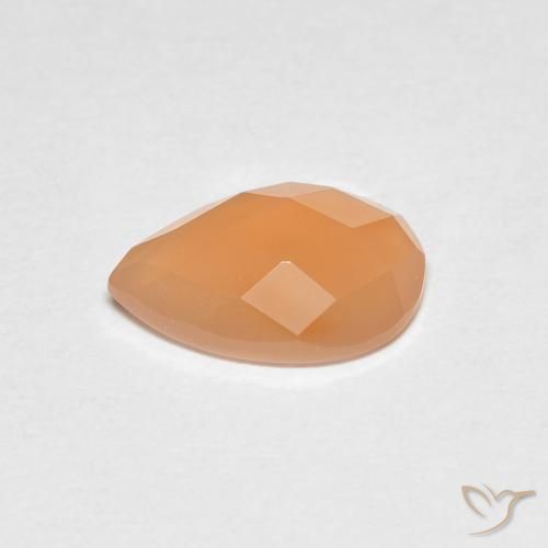 Pedra da Lua Damasco Laranja Quente Natural 1.10ct, Formato de pêra, Transparente