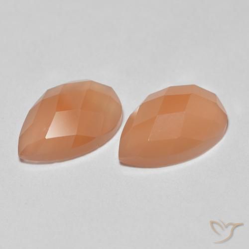 2.01ctw Natural Laranja Melão Pedra da Lua, Formato de pêra, Transparente