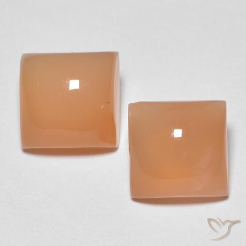 4.12ctw Natural pêssego laranja Pedra da Lua, Quadrado, Transparente