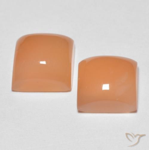 Pedras preciosas de Pedra da Lua pêssego laranja natural de 4.12 ct, Quadrado, Transparente