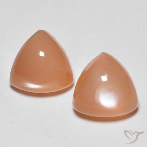 4.09ctw Natural Laranja Melão Pedra da Lua, Trilhão, Transparente