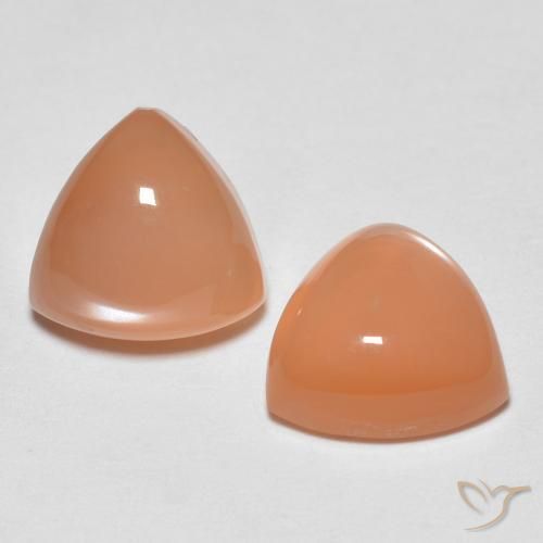 Pedras preciosas de Pedra da Lua Laranja Melão natural de 4.09 ct, Trilhão, Transparente