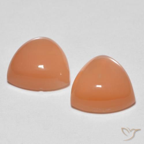 Pedras preciosas de Pedra da Lua Laranja Melão natural de 4.09 ct, Trilhão, Transparente