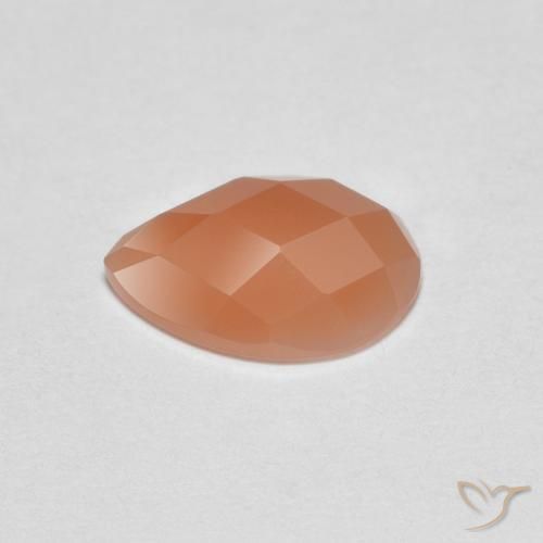 Pedra da Lua Laranja Melão Natural 0.94ct, Formato de pêra, Transparente