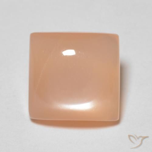 1.66ct Natural pêssego laranja Pedra da Lua, Quadrado, Transparente