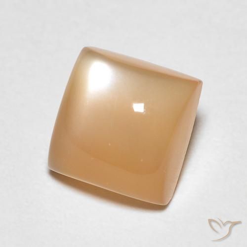 Pedra da Lua Dourado Pêssego Claro Natural 1.35ct, Quadrado, Transparente