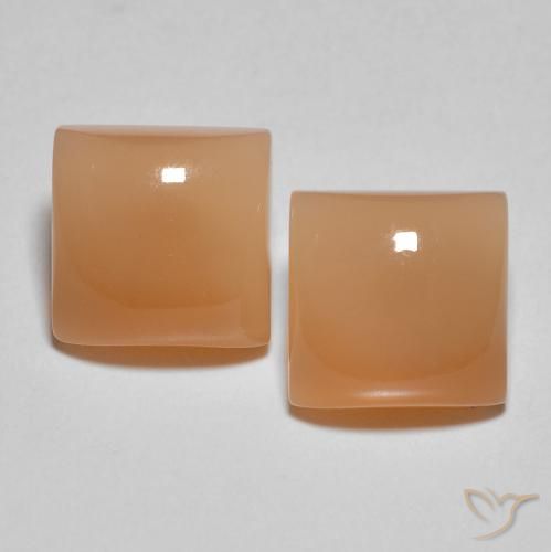 3.90ctw Natural pêssego laranja Pedra da Lua, Quadrado, Translúcido