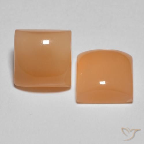 Pedras preciosas de Pedra da Lua pêssego laranja natural de 3.90 ct, Quadrado, Translúcido