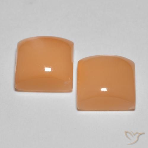 Pedras preciosas de Pedra da Lua pêssego laranja natural de 3.90 ct, Quadrado, Translúcido