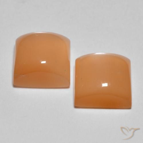 Pedras preciosas de Pedra da Lua pêssego laranja natural de 4.38 ct, Quadrado, Translúcido